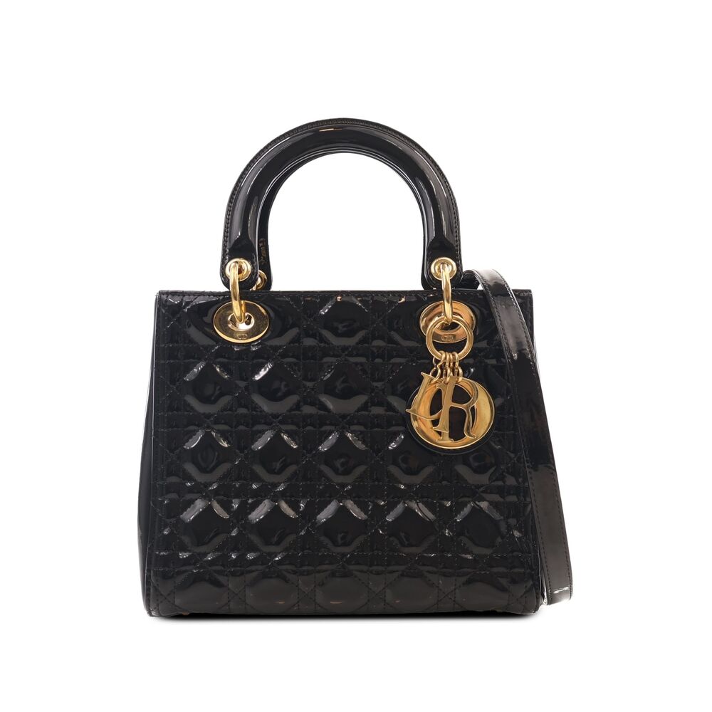 Pre-Loved Dior Medium Patent Cannage Lady Dior